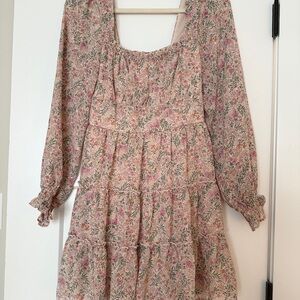 Altar'd State Floral Mini Dress - Pink and Green